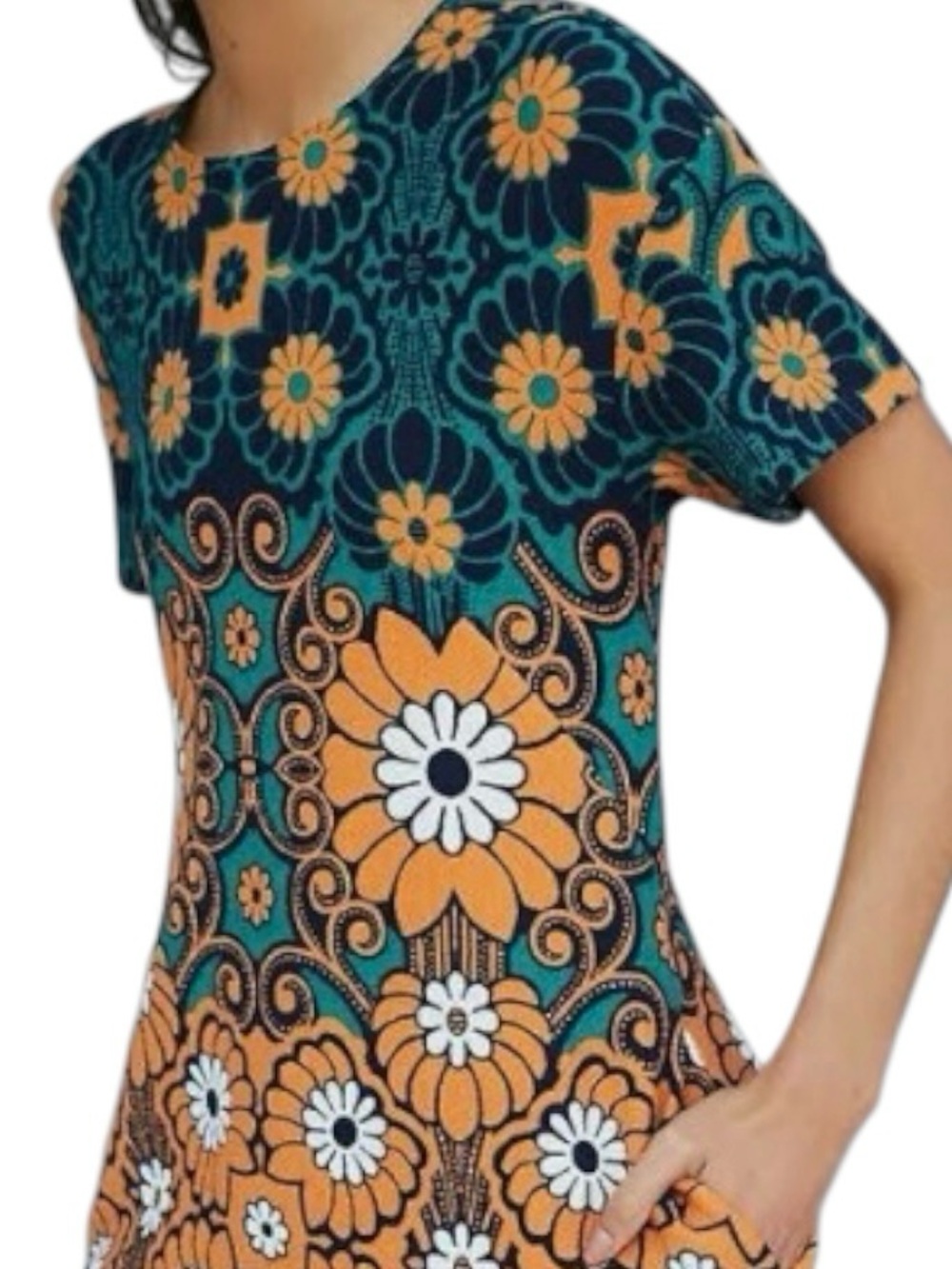 Women's Anthropologie Maeve Floral Mini Shift Dress Size 3XL with Pockets